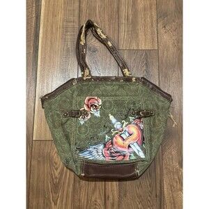 Red By Marc Ecko Wings Roses Tattoo Graphic Y2K 2000s Goth Shoulder Bag Ed Hardy